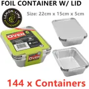 144 Disposable Foil Tray Takeaway Roasting BBQ Foil Trays food Container w lid D