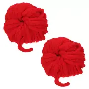 2pcs Chunky Yarn Bulky Thick Fluffy Yarn for Crochet Blanket,Red