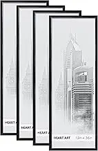 HEART ART 12x36 Frames Set of 4,Picture Frames 12 x 36 For Posters Without Mat,Wall Gallery Photo Frames,Black
