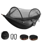 Ultra-Light Travel Camping Hammock Pop-up Net Hammock 660lbs Load Black