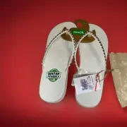Sanuk Womens Funshine Gem White Size 11 Water Friendly Sandals Flip Flops New