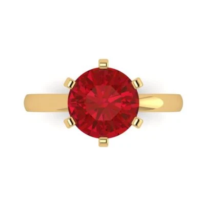 3Ct Round Cut Pink Tourmaline Gold Solitaire Engagement Promise Bridal Ring