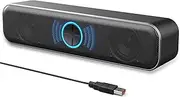 1 Piece USB Computer Speakers Computer Sound Bar Black Podcast Equipment with Digital Volume Knob Stereo Sound for Desktop, Laptop, PC Gaming Speakers