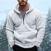 Men's Hoodie Quarter Zip Hoodie Fleece Hoodie Black White Navy Blue Blue Gray Hooded Plain Pocket Sports Outdoor Casual Daily Streetwear Cool Sportswear Winte