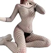 [BIGTEDDY] 3X Sexy Lingerie Nightwear Women Open Crotch Fishnet Body Stocking Bodysuit Black
