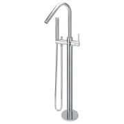 Round Freestanding Bath Spout &amp; Hand Shower, Polished Chrome