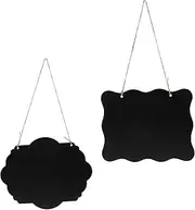 2pcs Decor Wall Hanging Chalkboard Door Message Board Chalkboard Signs Hanging Small Chalkboard Sign Mini Blackboard Creative Blank Plaque Display Board Slogan Wooden Erasable