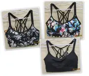 Champion women's Strappy Cami Sport athletic Bra removable pads Duo Dry Stretch
