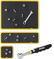 SHALL 3-Piece Magnetic Tool Parts Mat and Telescoping Magnetic Pickup Tool, Flexible Magnetic Tool Holder Pad W/ 83 Built-In-Magnets & 25LBS Pull Force Extendable Magnet for Mechanic Wrench Screw Bolt