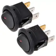 2*Snap In Round Neon Rocker Indicator Switch 3 Pin On/Off
