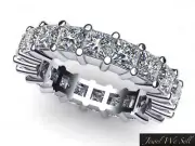 Real 2.40Ct Princess Diamond Shared Prong Wedding Eternity Band Ring 18k F VS2