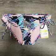 NWT Hobie Swim Bottoms Girls size Medium Side Tie Pink Leaf Print 27" Waist