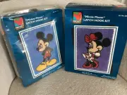 Lot Of 2 CARON Mickey Mouse & Minnie Latch Hook Rug Kits-D0010, D00011 NIB