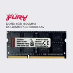 金士頓 FURY 4GB 8GB 1600MHZ DDR3 HYPERX RAM 筆記本電腦 SODIMM 內存衝擊