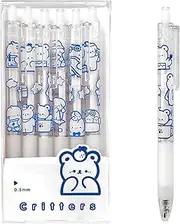 LSLSHY Cute Pens Black Ink Retractable 0.5mm Gel Pens Bullet Point Pretty Nice Kawaii Office School Supplies Gifts for Kids Girls Boys Women Fun Pens for Journal, Pack of 6pcs