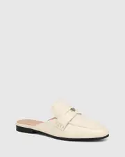 Aaron Vintage Ivory Leather Backless Loafer