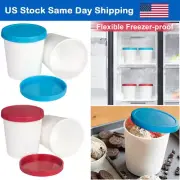 2PCS Ice Cream Containers Yogurt Sorbet Freezer Storage Tubs Reusable Container