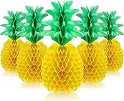 6 Pieces 14 Inch Pineapple Honeycomb Centerpieces Tissue Paper Pineapple Table Hanging Decorations for Tropical Luau Hawaiian Jungle Party