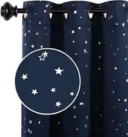 Smarcute Blackout Kids Room Curtains Twinkle Stars Blockout Bedroom Curtain Draperies for Boys/Girls - Thick Soft Fabric with Eyelet Top, Each Piece W132cm by D213cm, Sold by Pair, Navy