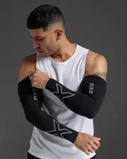 Flex Compression Arm Sleeves, 2XU, XL, Black/Grey, Unisex