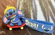 Stitch Keychain PVC Figure Clip on Skateboarder Backpack Pendant Disney Figure