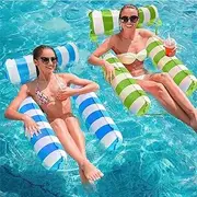 JANADIO 2-Pack 264 pounds Water Floaties with Strong Mesh, 4-in-1 Inflatable Pool Float Chair for Adults/Water Hammock Lounger