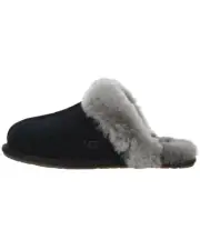 UGG SCUFFETTE II BLACK/ GREY SUEDE/ SHEEPSKIN SLIPPERS, WOMEN US 6/ EUR 37 ~NIB
