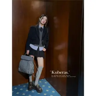 KUBERAS MIU風慵懶3件套 開衫外套+短袖上衣+半裙針織毛衣套裝