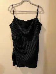 ASOS Womens Dress Black Asymmetrical Pinstripe Pencil Mini Size 12 New