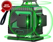 Laser Level 60M, 4x360° Green Self-Leveling, 16 Lines, Remote, 2 Batteries