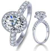 KSTYLE 2CT Moissanite Halo Engagement Rings for Women Round/Oval/Emerald Cut ...