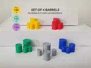 Set of 4 barrels. Scale 1:43, 1:32, 1:24. Garage equipment. Race Track equipment