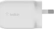 Belkin BoostCharge Pro 65W Dual USB-C GaN Wall Charger with PPS and PD (White)
