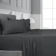 Algodon Bamboo Fitted Sheet w/ Pillowcase Home Bedding Set Charcoal