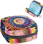 Period Bag,Sanitary Napkin Storage Bag,Colorful Tie Dye Rainbow,Tampon Bag for Purse