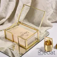 在飛比找momo購物網優惠-【Eclat】極致奢華金屬黃銅玻璃名片盒/名片架/名片座(飾