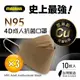 【Masaka】N95韓版4D成人立體抗菌口罩10枚入 X3盒 復刻奶茶(台灣製/超淨新/顯瘦有型/抗菌除臭)