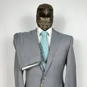 NWT $3350 Canali Pure Wool Houndstooth Suit Azure-Gray 42US/52IT Slim Fit