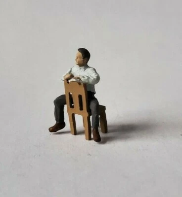 Arttista #792 - Man Sitting Backwards in Chair - S SCALE Figure - Model Trains
