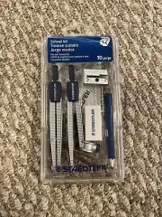 Staedtler Math School Geometry 10 Piece Set Blue Silver