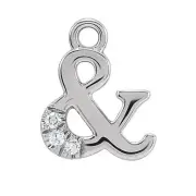 14K Gold Natural Diamond Ampersand Mini Dangle And Sign Charm Pendant Character