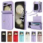 For Samsung Galaxy Z Flip 6/Flip 5/Flip 4/Flip3 Crossbody Card Slots Wallet Case