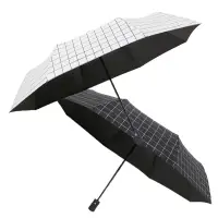 在飛比找松果購物優惠-台灣現貨 抗UV格子晴雨傘 自動摺疊傘 雨傘 自動傘 晴雨傘