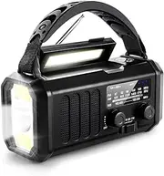 Emergency Weather Radio FM/AM/,Portable Hand Crank Radio,Flashlight,Solar Powered 10000mAh for Outdoor Camping