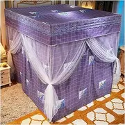 Luxury Mosquito Net,Princess Four Corner Posts Elegant Bed Curtain Canopy Netting Bed Canopy Set Double Layer Blackout Curtain with Frame (Purple,150 * 200 * 200)