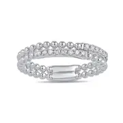 2 Row Stackable Ring with 0.10ct of Diamonds in Sterling Silver
