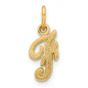14K Yellow Gold 14Ky Script Letter F Initial Charm