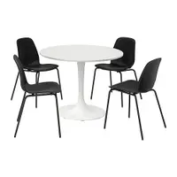 在飛比找IKEA優惠-IKEA 餐桌附4張餐椅, 白色 白色/黑色/黑色, 103