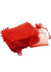 Red 4" x 6" Organza Drawstring Pouch Bags - 20 counts