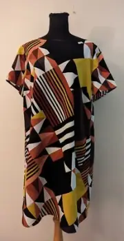 NWT Simply Be Women's SZ 18 Orange Yellow Abstract Design Tunic Dress 3797